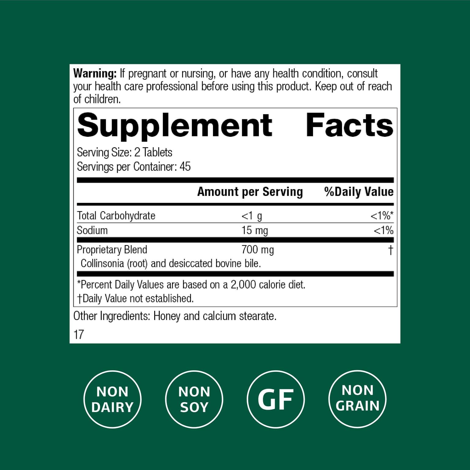Standard Process Cholacol primer plano de tabletas detallando textura y forma