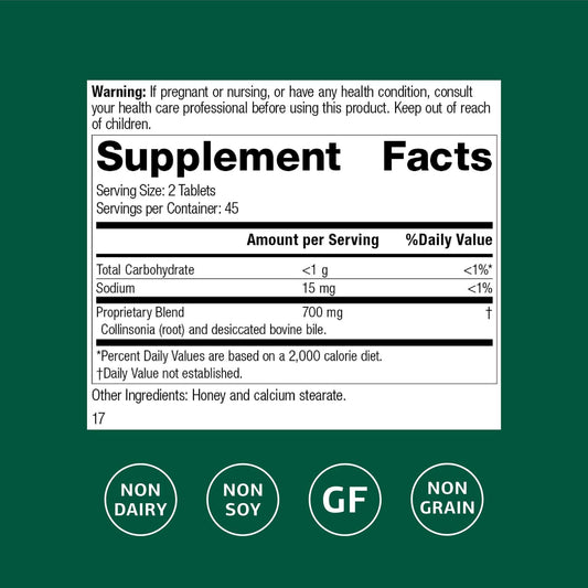 Standard Process Cholacol primer plano de tabletas detallando textura y forma