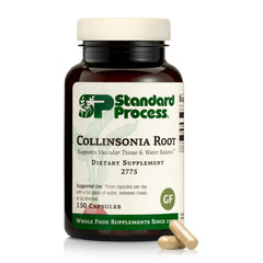 Standard Process Collinsonia Root vista frontal del envase mostrando la marca y beneficio vascular
