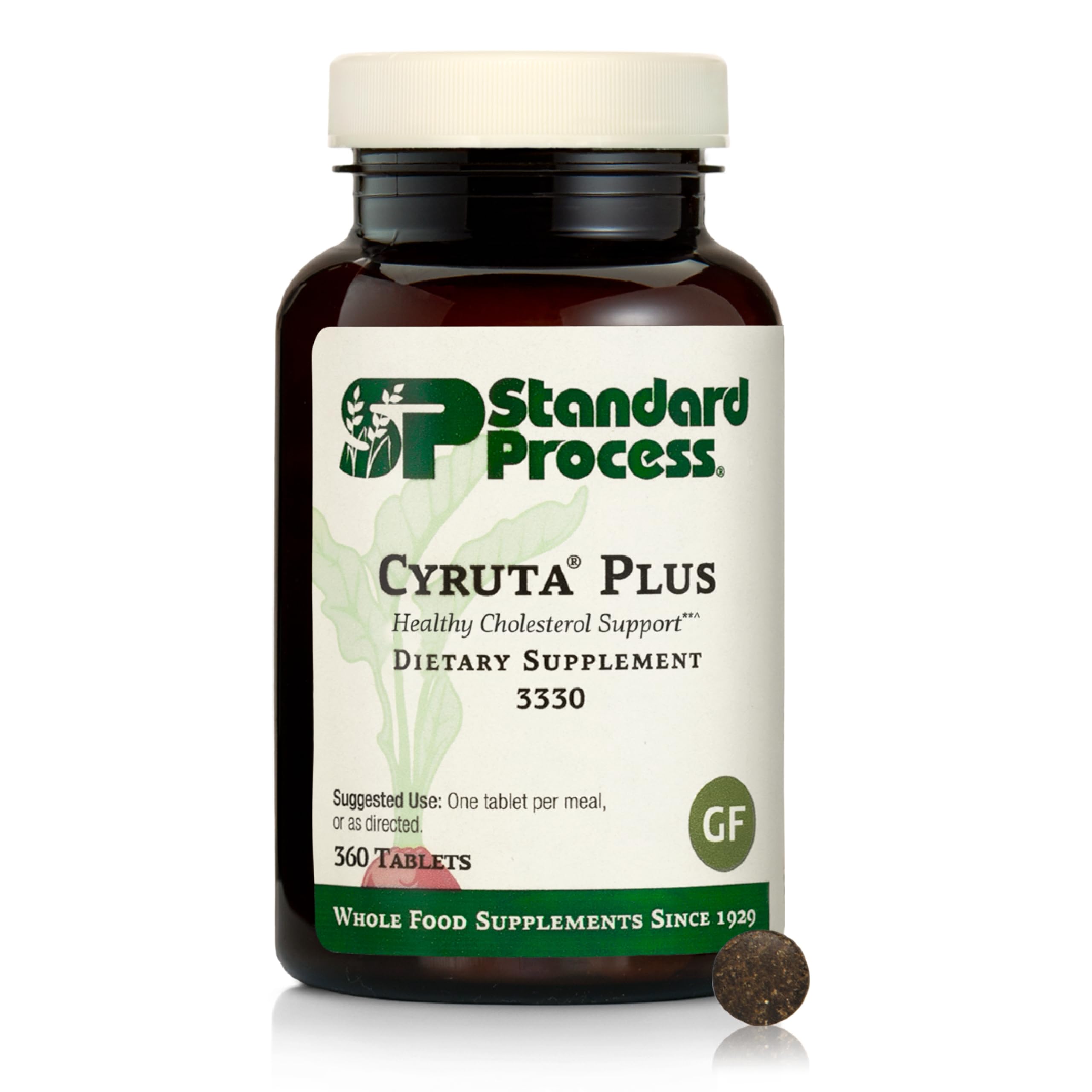 Standard Process Cyruta Plus frontal del envase mostrando 360 tabletas y beneficios