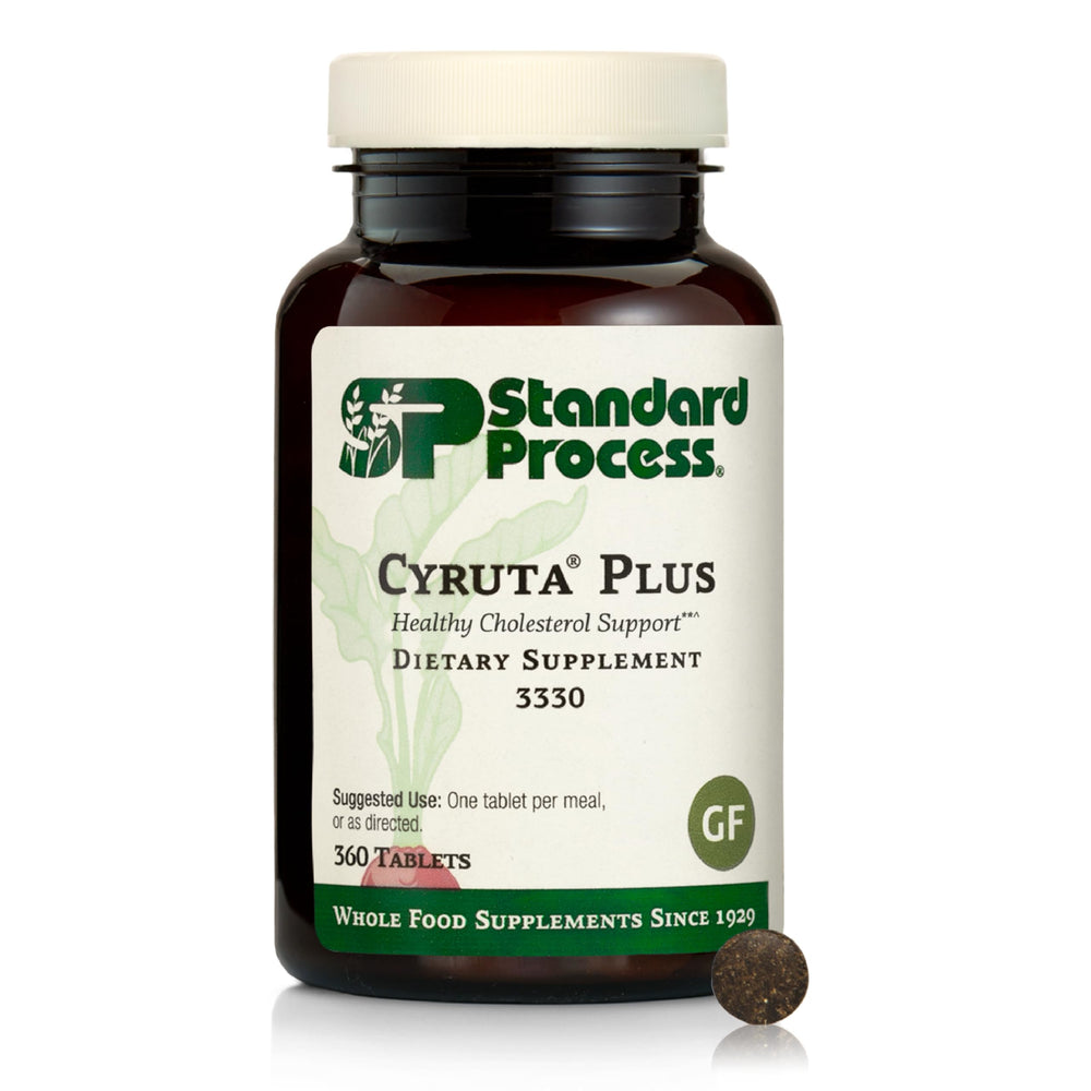 Standard Process Cyruta Plus frontal del envase mostrando 360 tabletas y beneficios