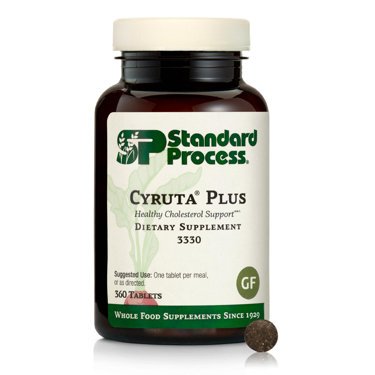 Standard Process Cyruta Plus frontal del envase mostrando 360 tabletas y beneficios