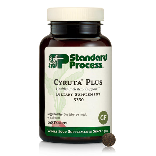 Standard Process Cyruta Plus frontal del envase mostrando 360 tabletas y beneficios