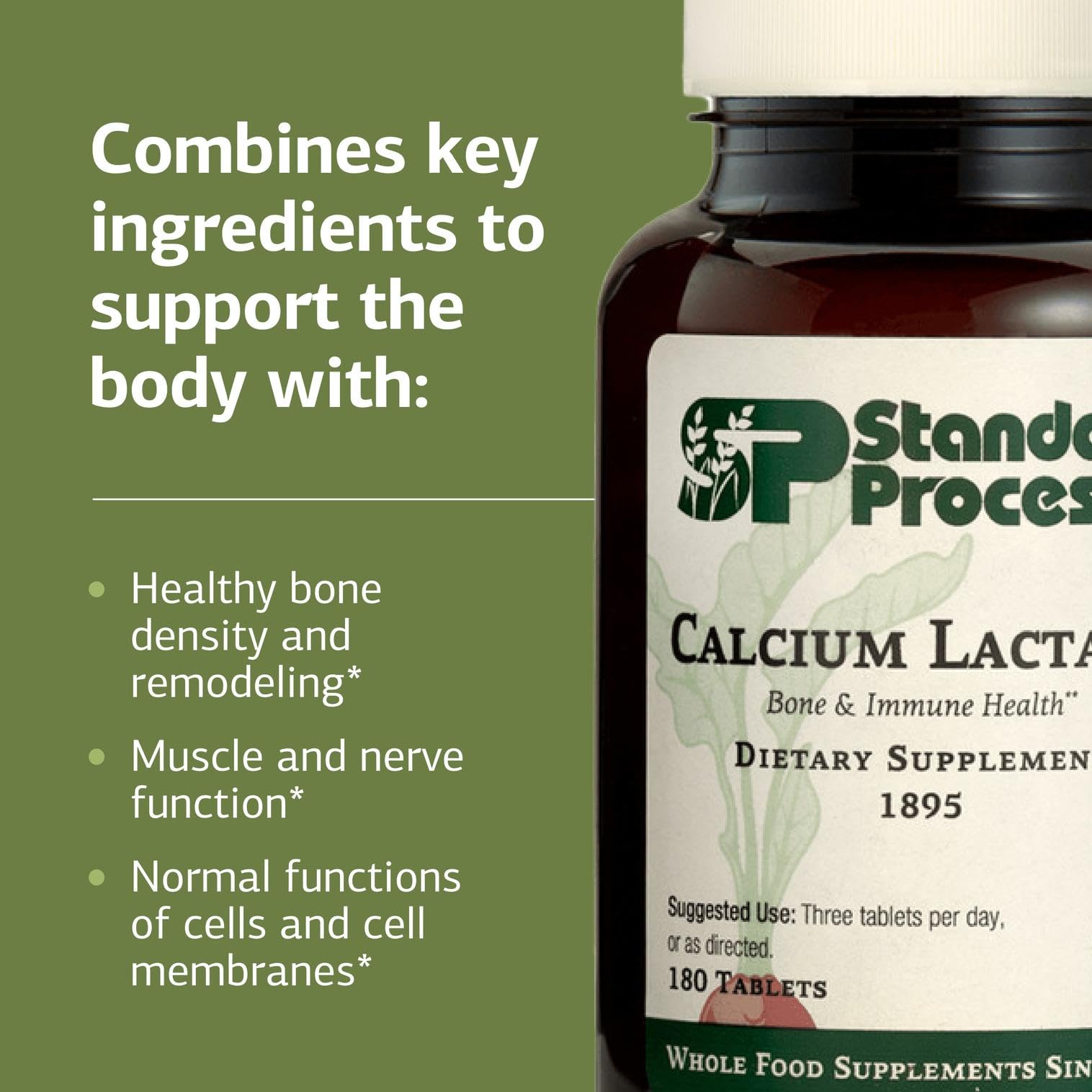 Standard Process etiqueta con información nutricional y componentes mineraless