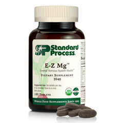 Standard Process E-Z Mg frontal del envase mostrando formato y certificación orgánica