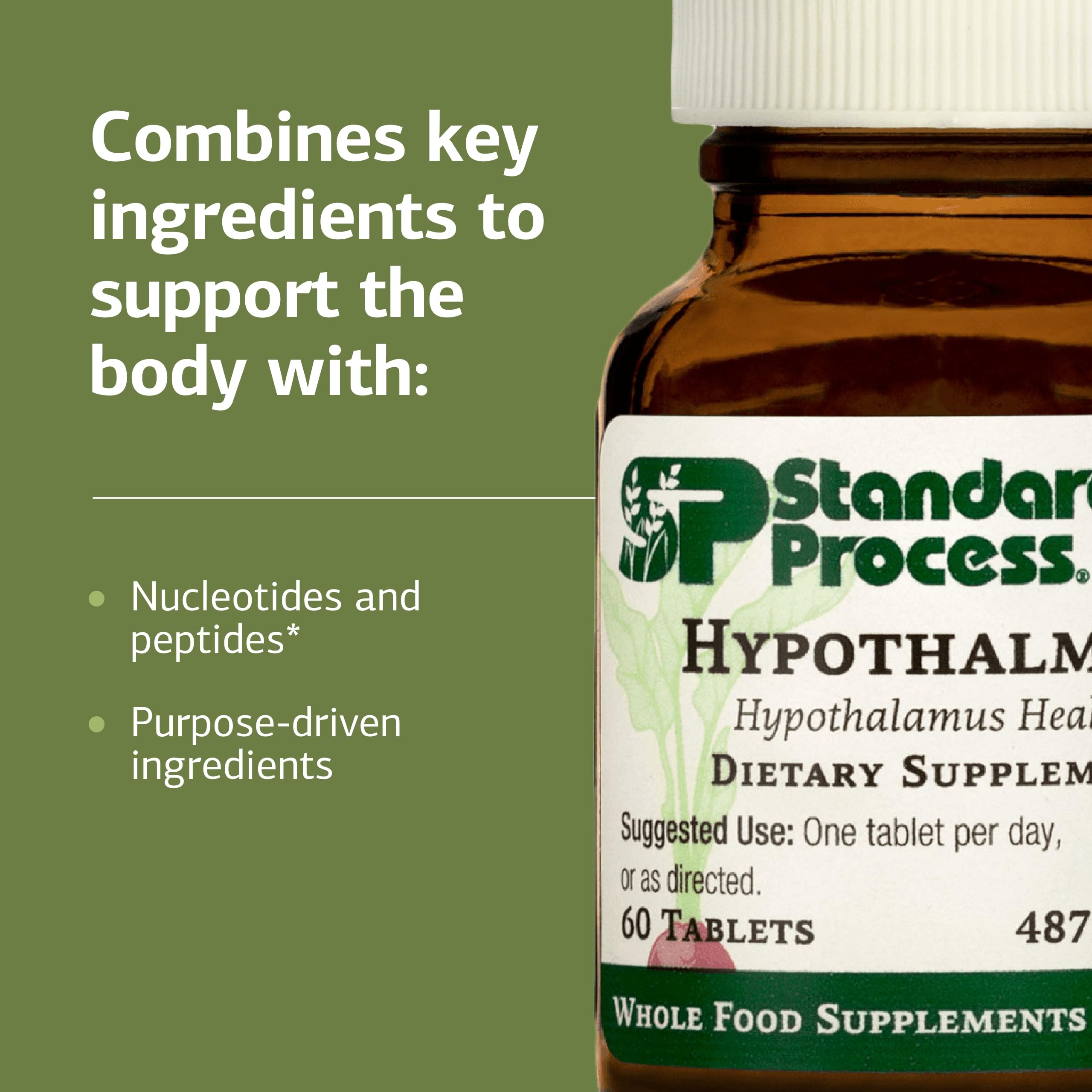 Standard Process etiqueta con lista de ingredientes y formato de suplemento claro
