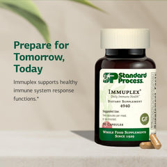 Standard Process Immuplex ingredientes integrales sobre mesa, evidencia de origen natural