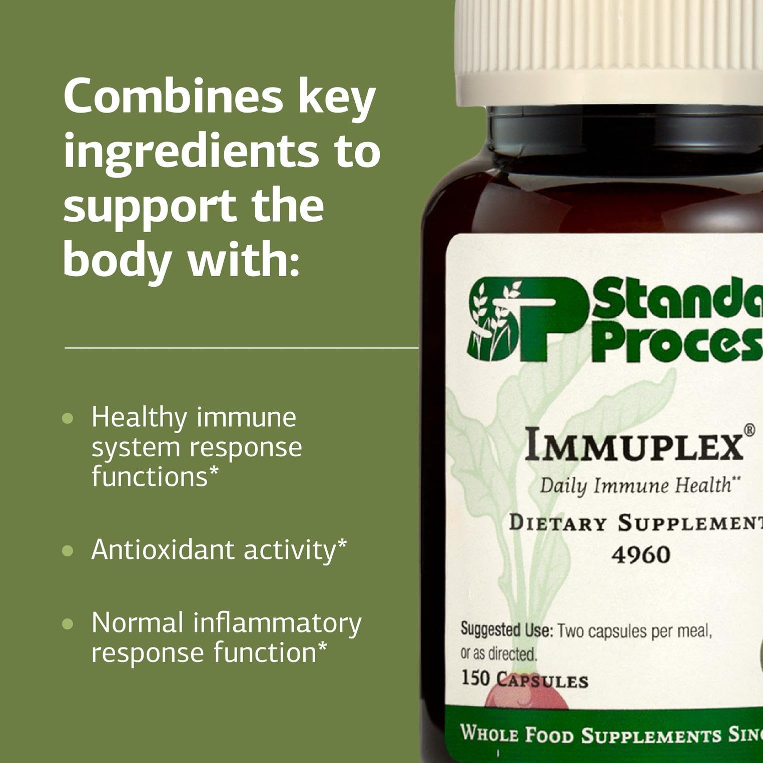 Detalle de la textura de una cápsula Immuplex Standard Process para inspección