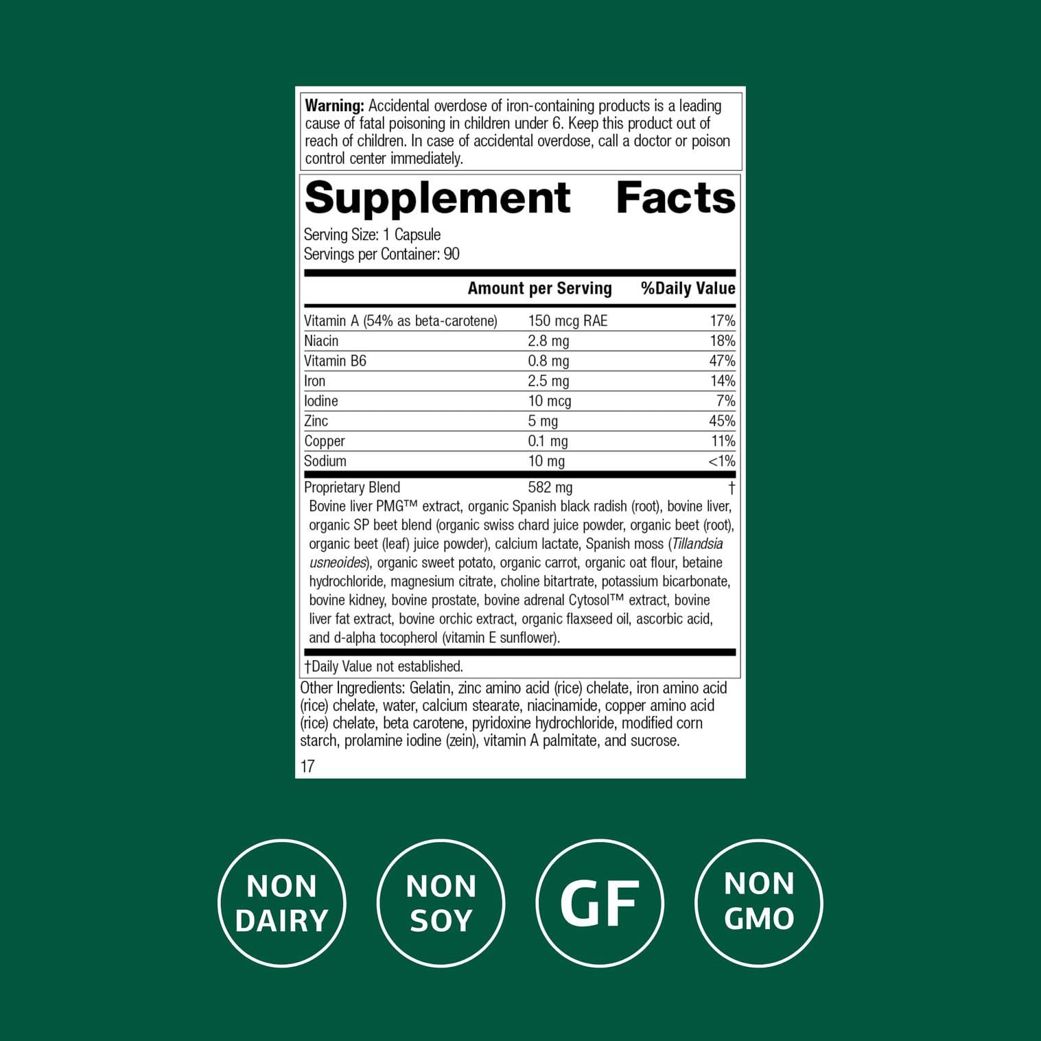 Standard Process Livaplex detalle de cápsulas que resalta formulación y calidad