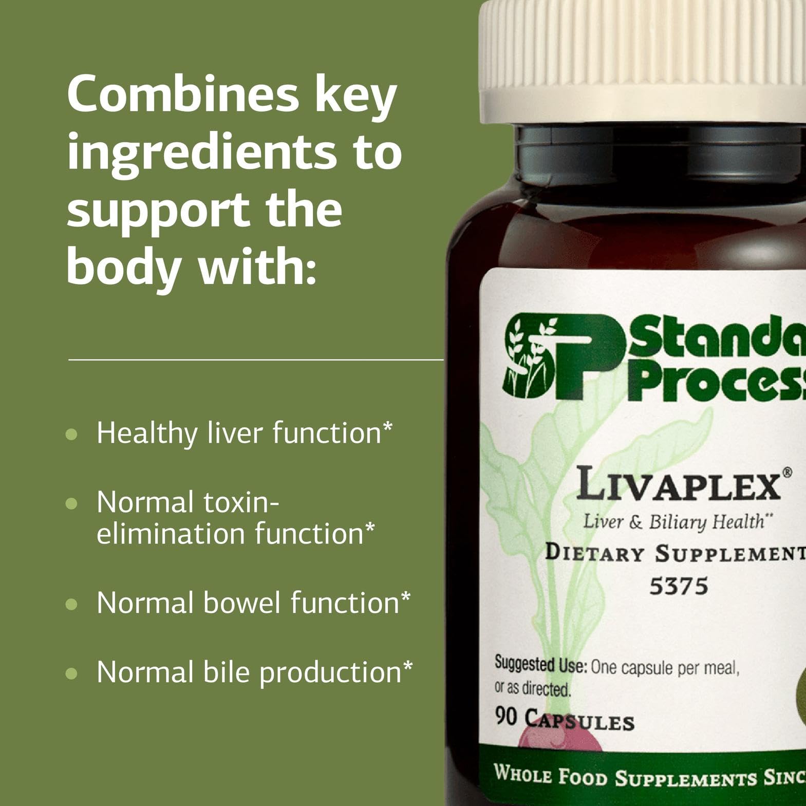 Standard Process Livaplex envase en mano para comparar escala y facilidad de uso
