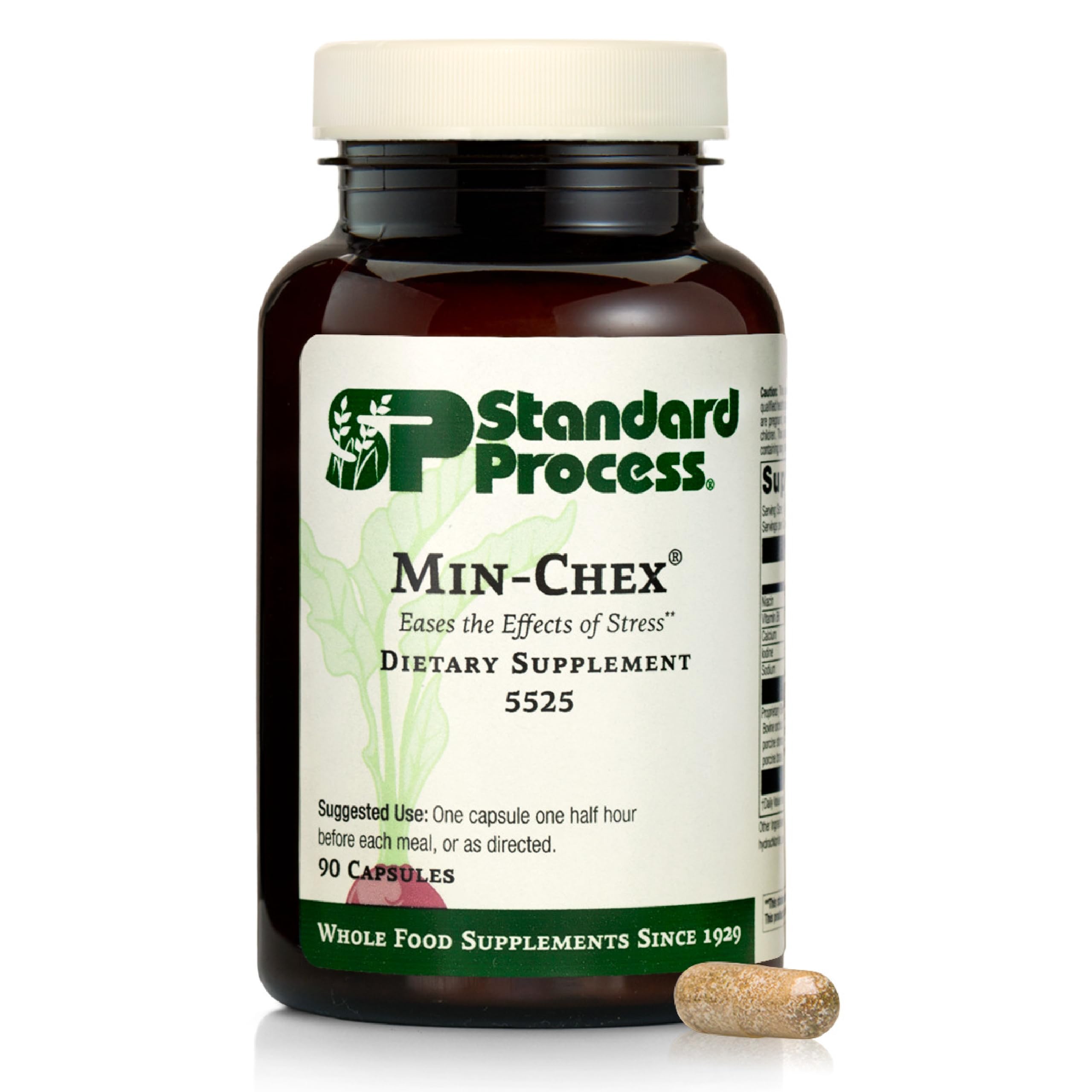 Standard Process Min-Chex vista frontal del envase mostrando etiquetas y beneficios
