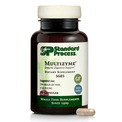 Standard Process Multizyme frontal botella beneficiando digestión