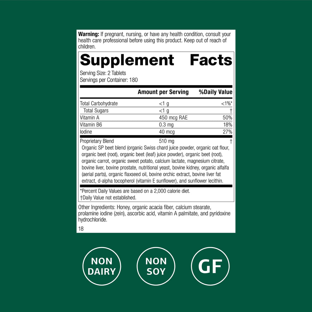 Standard Process primer plano de tabletas resaltando textura y calidad nutritiva