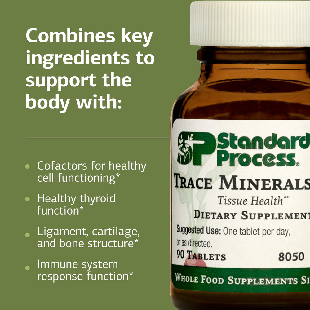 Standard Process etiqueta de ingredientes mostrando minerales y B12
