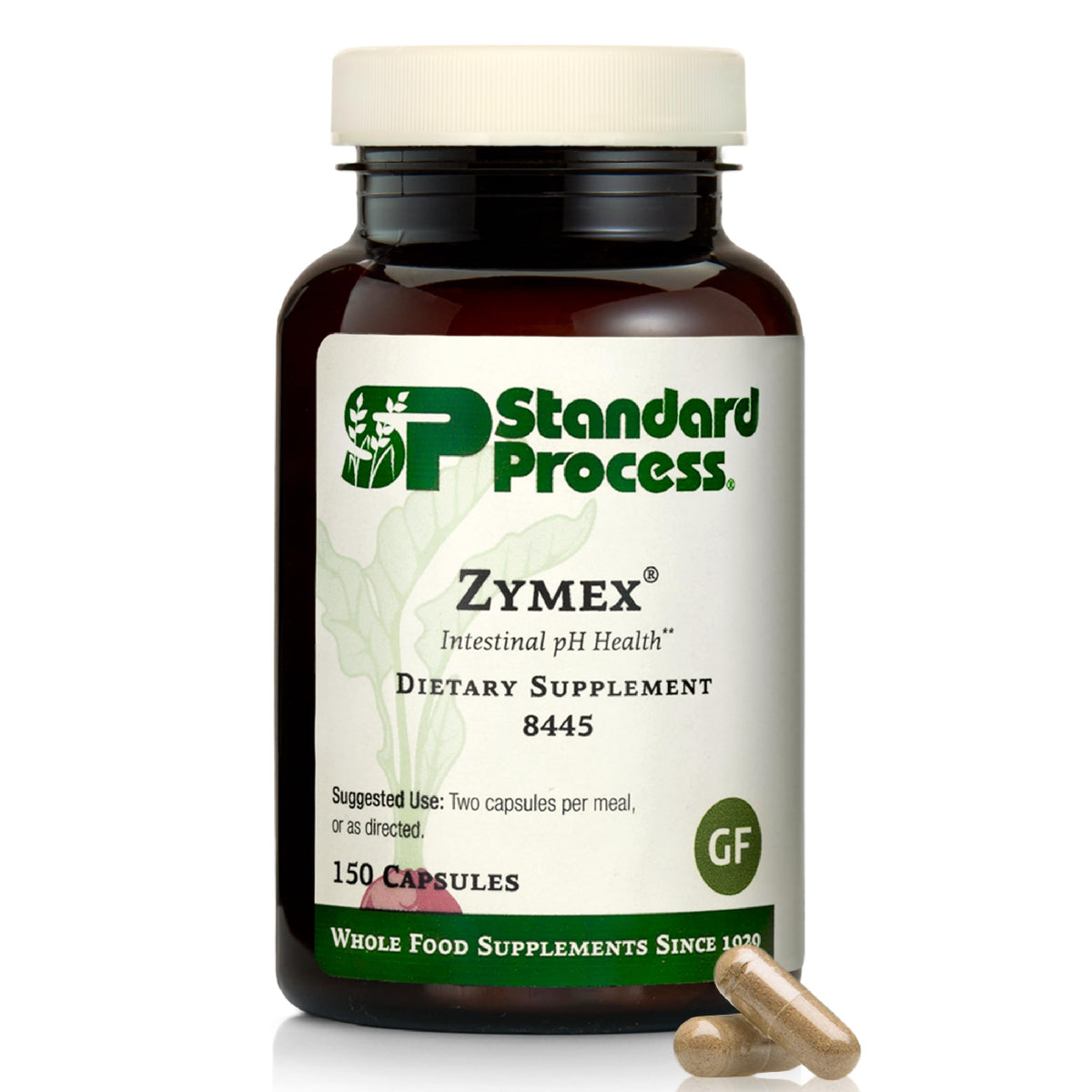 Standard Process frasco Zymex mostrando etiqueta clara y beneficios