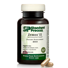 Standard Process Zymex II frasco frontal mostrando marca y beneficio digestivo