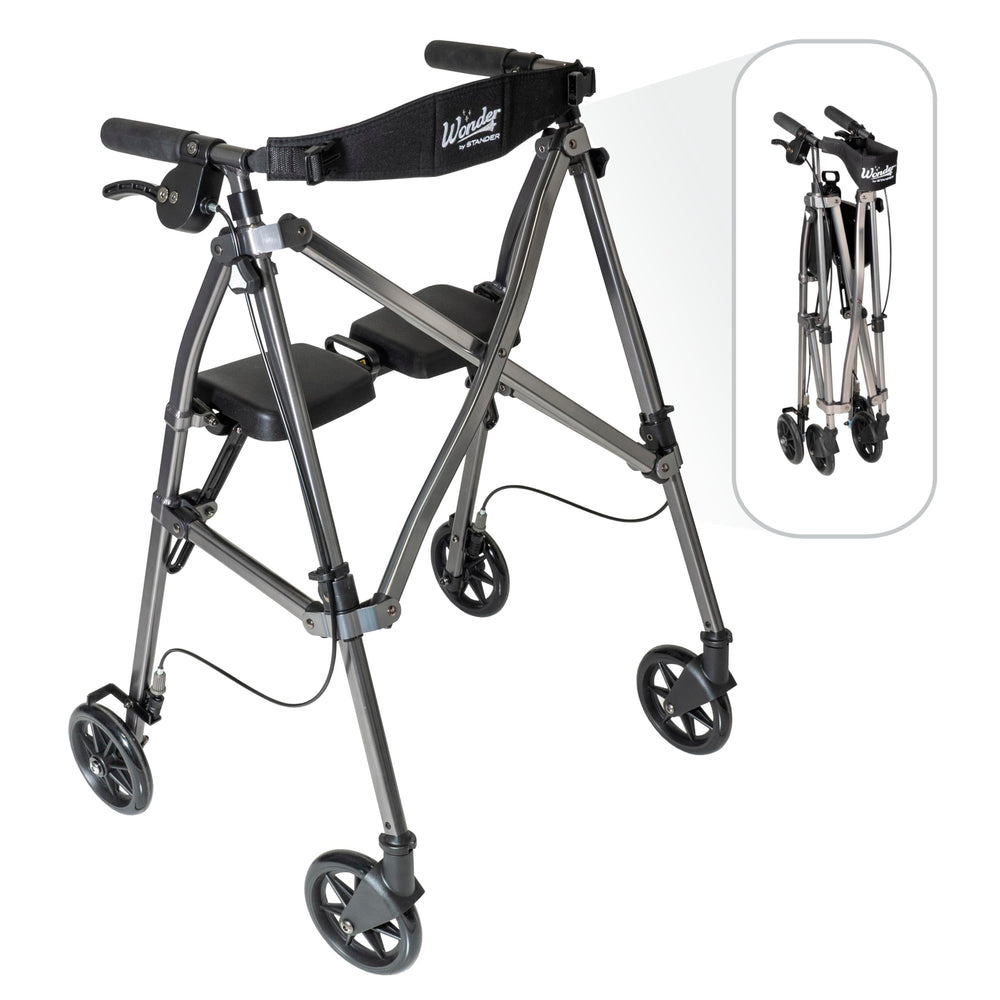 Able Life Stander Space Saver vista frontal mostrando diseño compacto y fácil manejo