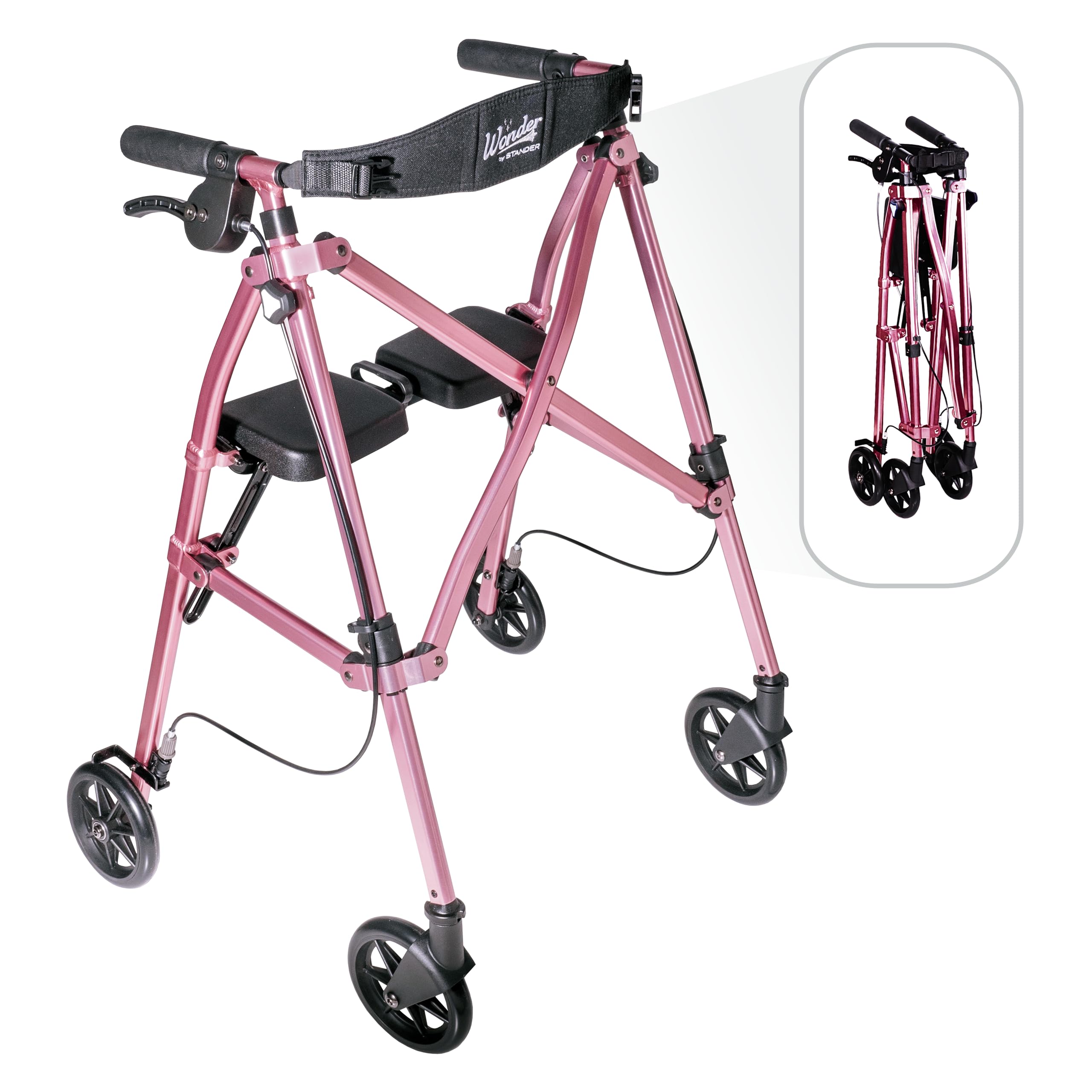 Able Life Comfortably Independent Stander vista frontal del andador compacto y plegado, ideal para ahorrar espacio