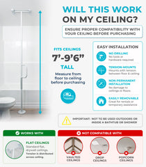 Stander tope de techo con almohadilla, fijación sin taladro