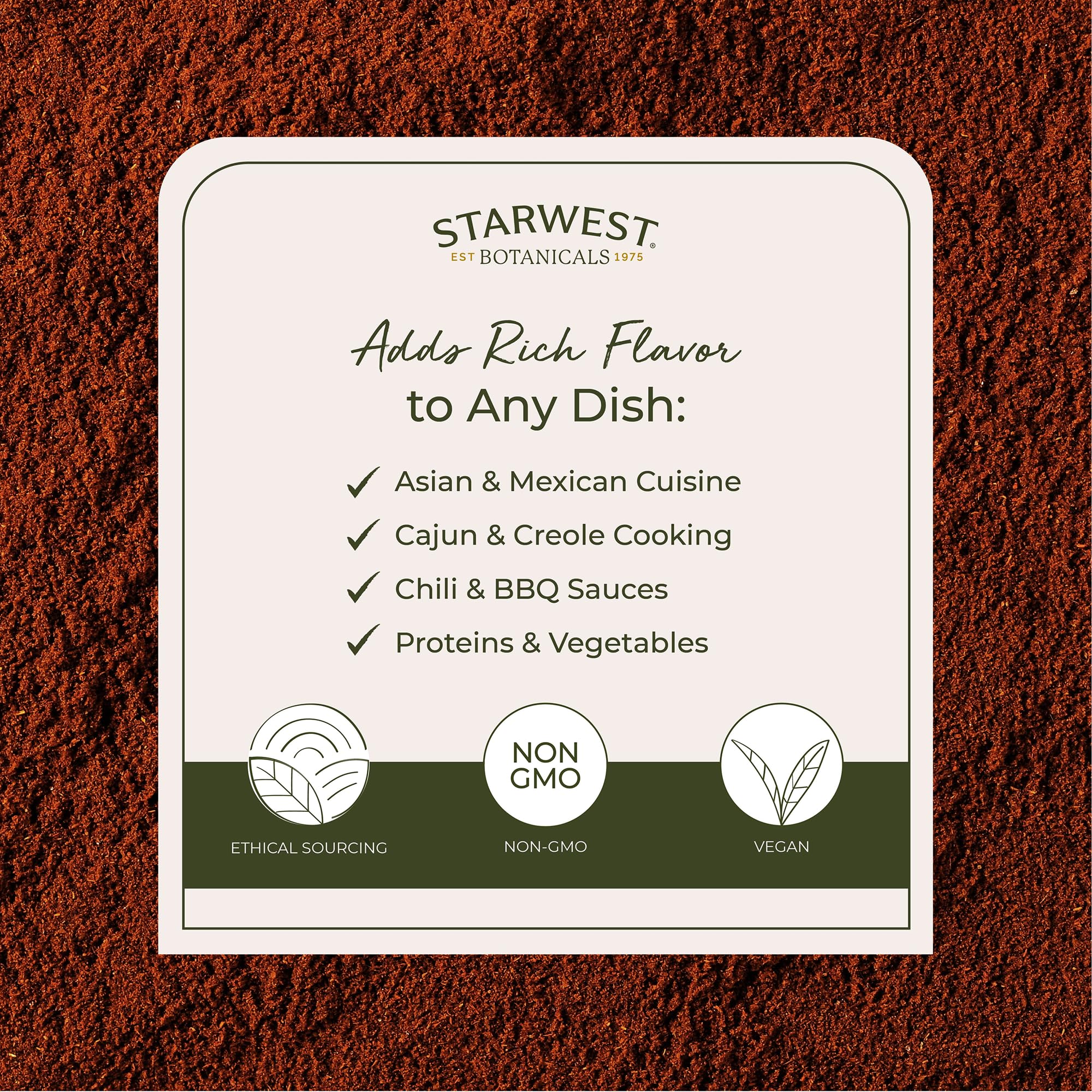 Starwest Botanicals cucharada de cayena mostrando porción práctica