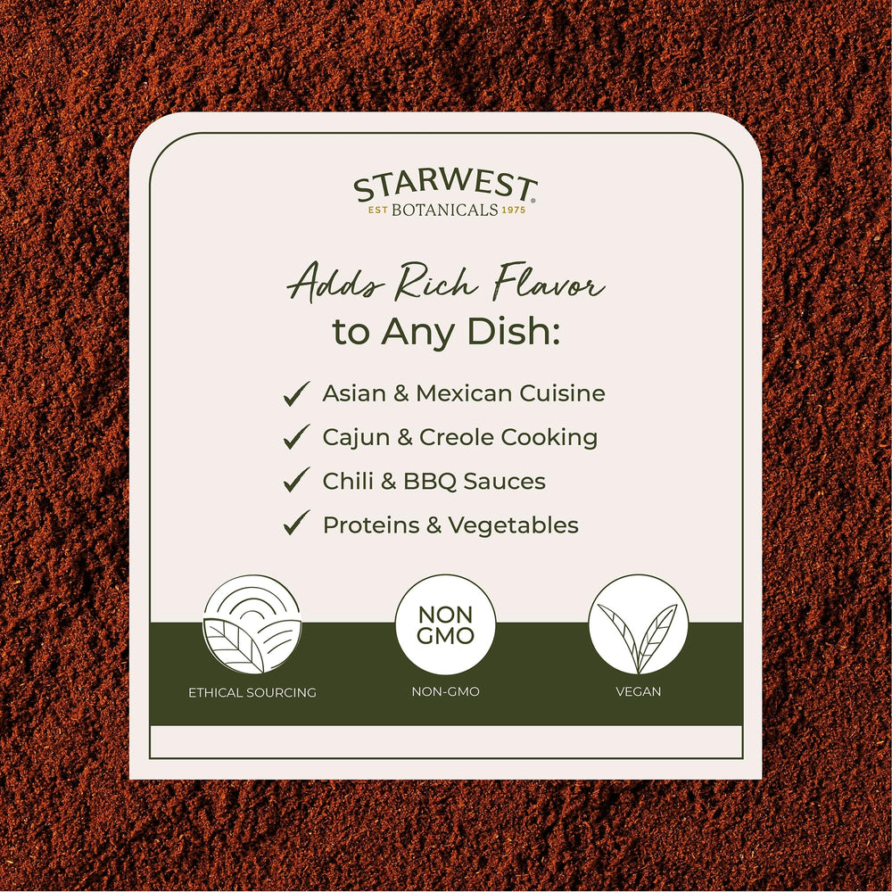 Starwest Botanicals cucharada de cayena mostrando porción práctica