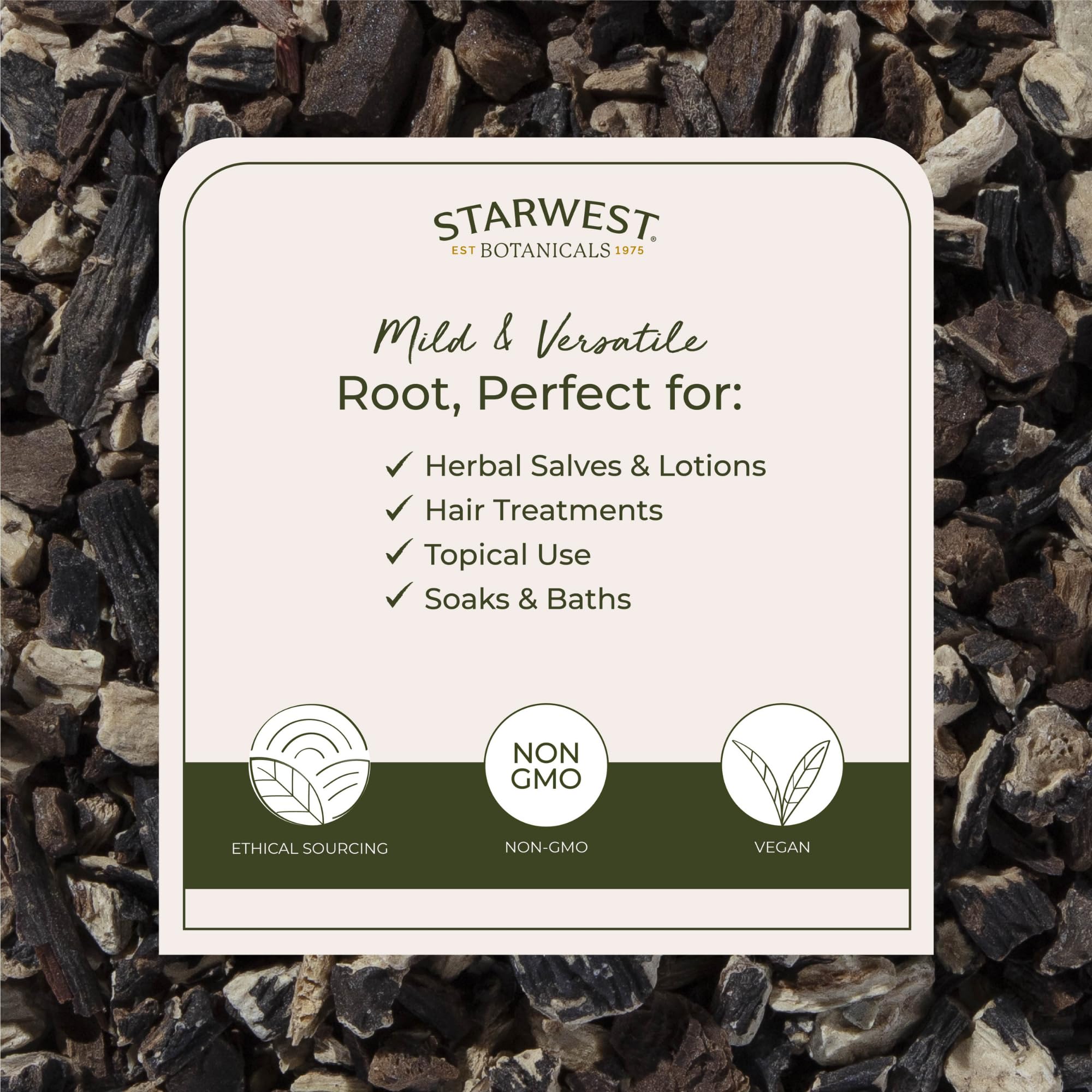 Textura fina de comfrey root para combinar en bálsamos caseros