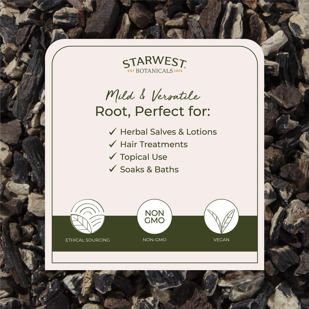 Textura fina de comfrey root para combinar en bálsamos caseros