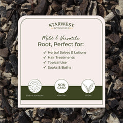 Textura fina de comfrey root para combinar en bálsamos caseros