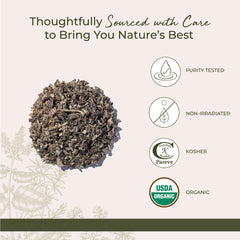 Starwest Botanicals cuchara con raíz seca ilustrando cantidad y escala