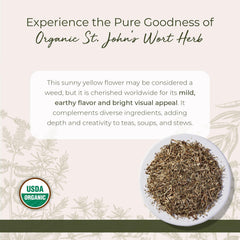Starwest Botanicals cierre de detalle y textura seca de Hypericum perforatum para infusiones