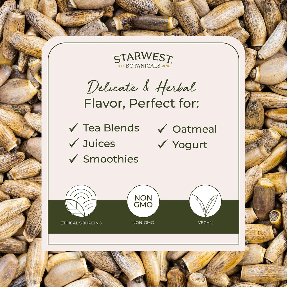 Starwest Botanicals semillas en cuchara mostrando cantidad y escala práctica