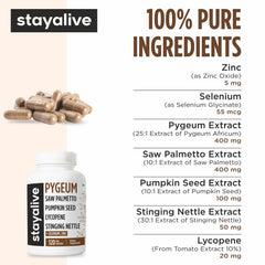 STAY ALIVE etiqueta con información nutricional y lista de ingredientes