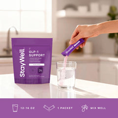 Stay-Well Naturals comparación de tamaño del envase en mano humana