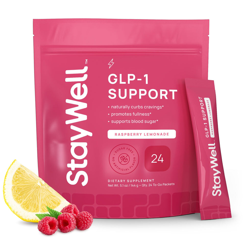 Stay-Well Naturals frente del empaque mostrando sabor y beneficios