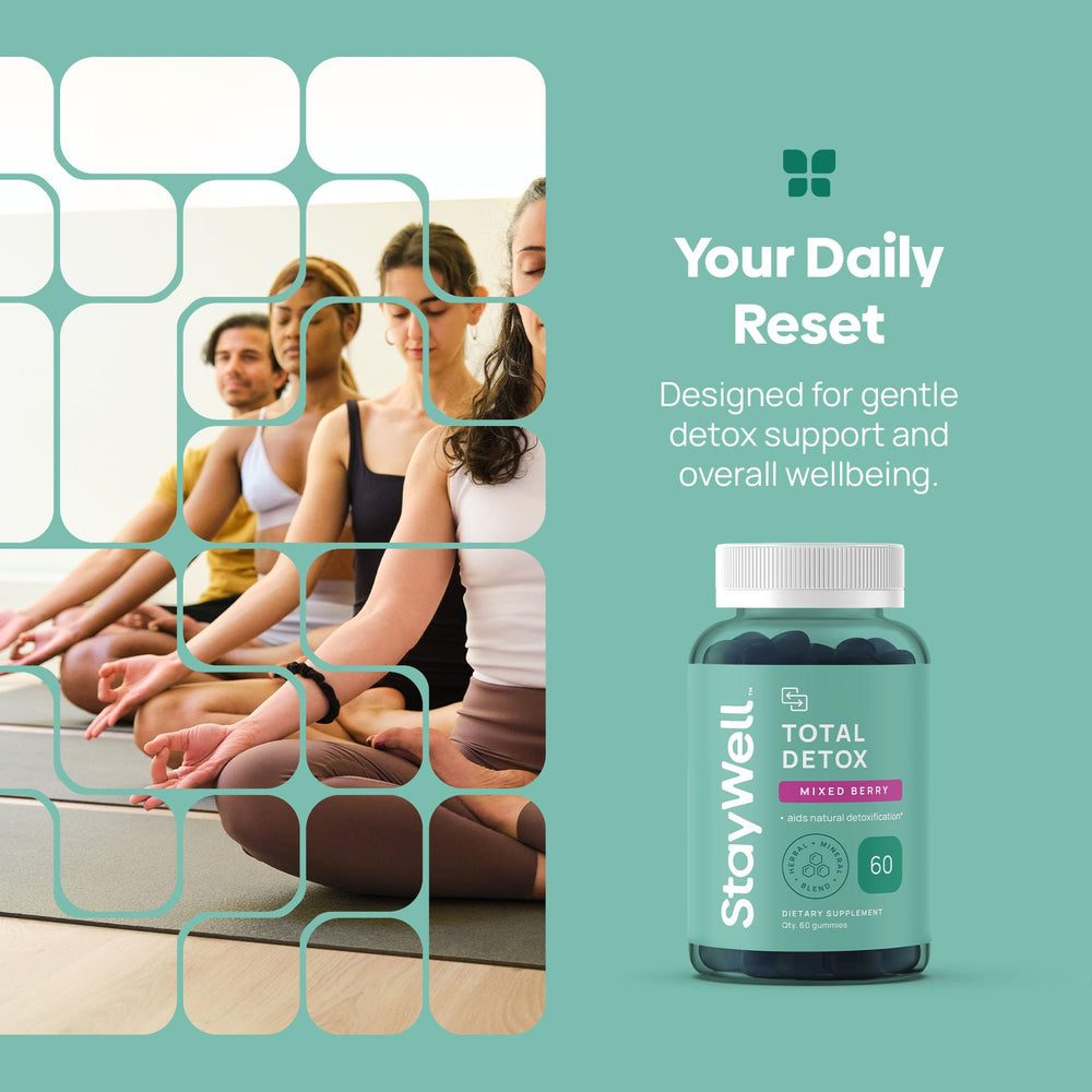 Stay-Well Naturals estilo de vida Total Detox envase en mesa saludable
