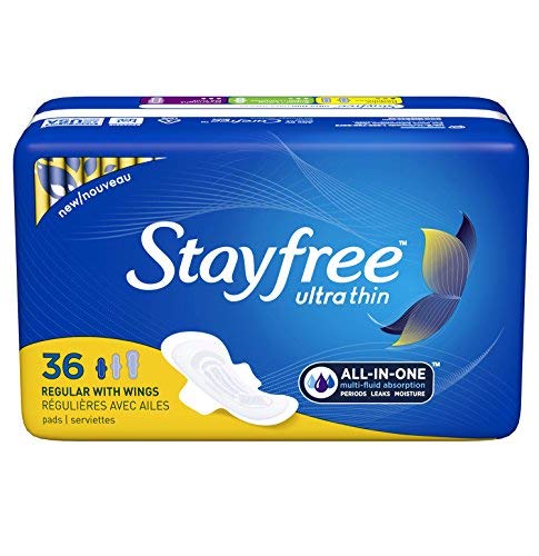 Stayfree empaque frontal mostrando cantidad y protección confiable