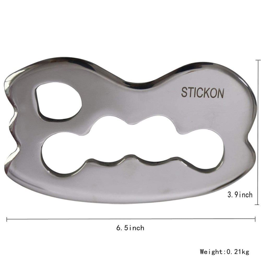 STICKON etiqueta que indica acero inoxidable grado médico y durabilidad