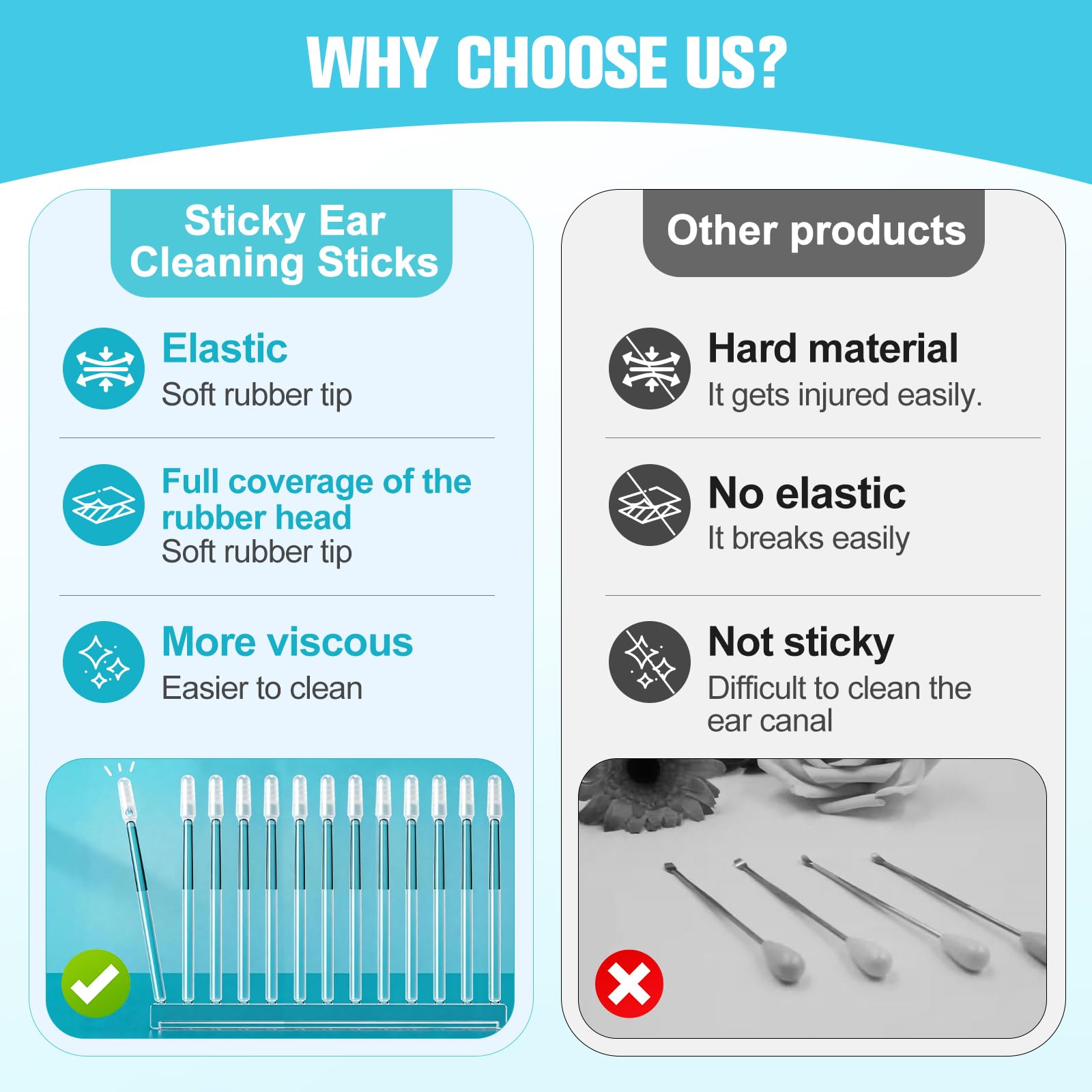 Generic Sticky Ear Cleaning Stick uso controlado en oreja con supervisión proporcionando confort