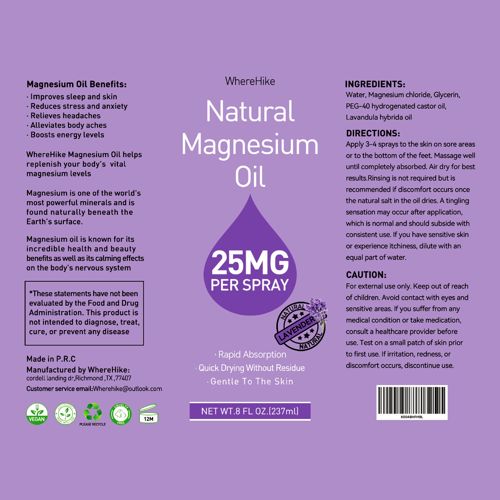 STILIP lista de ingredientes destacando magnesio y glicerina para absorción