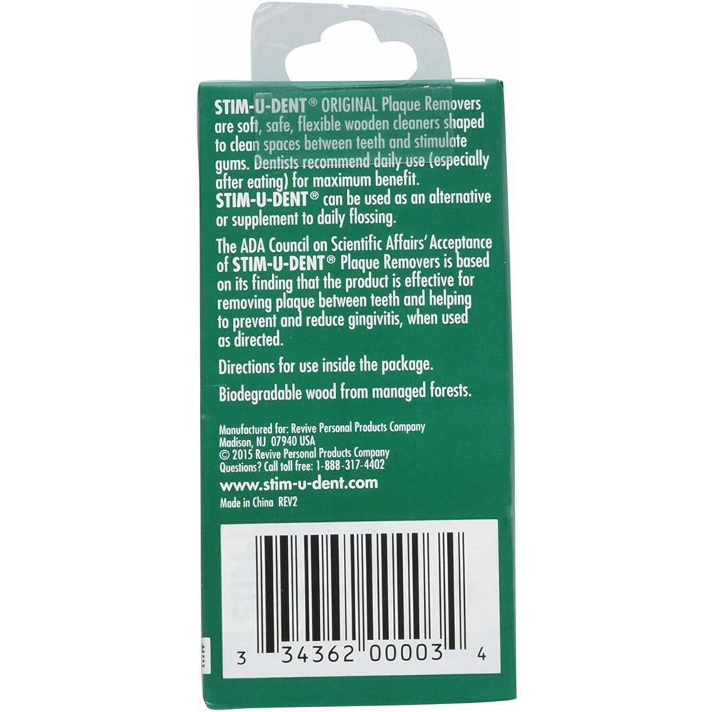 Stim-U-Dent primer plano de textura de madera y punta triangular, suave para encías