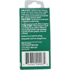 Stim-U-Dent primer plano de textura de madera y punta triangular, suave para encías