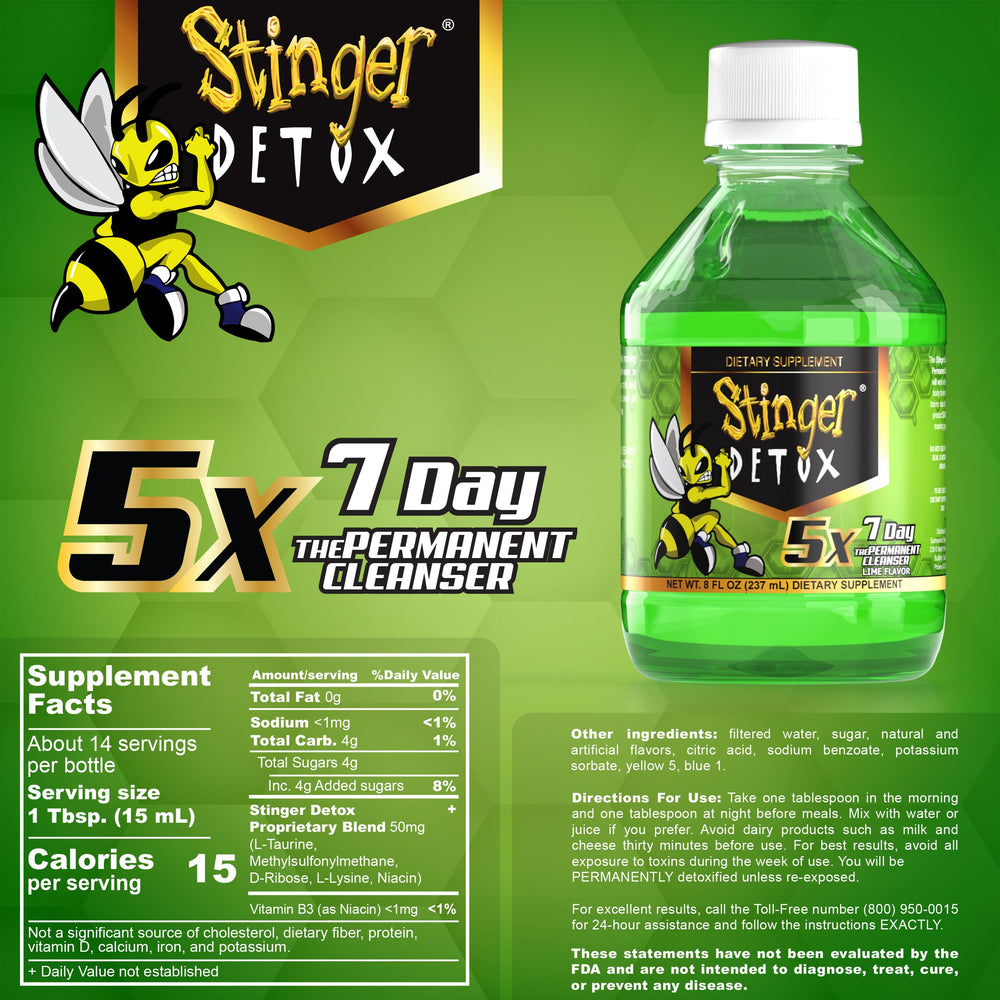 Stinger Detox comparación con mano para ver tamaño y facilidad de transporte