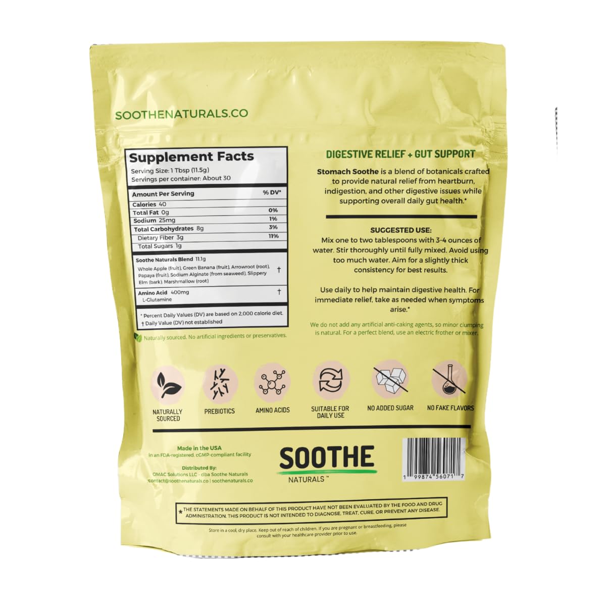 Stomach Soothe textura del polvo en primer plano que evidencia mezcla fina y natural