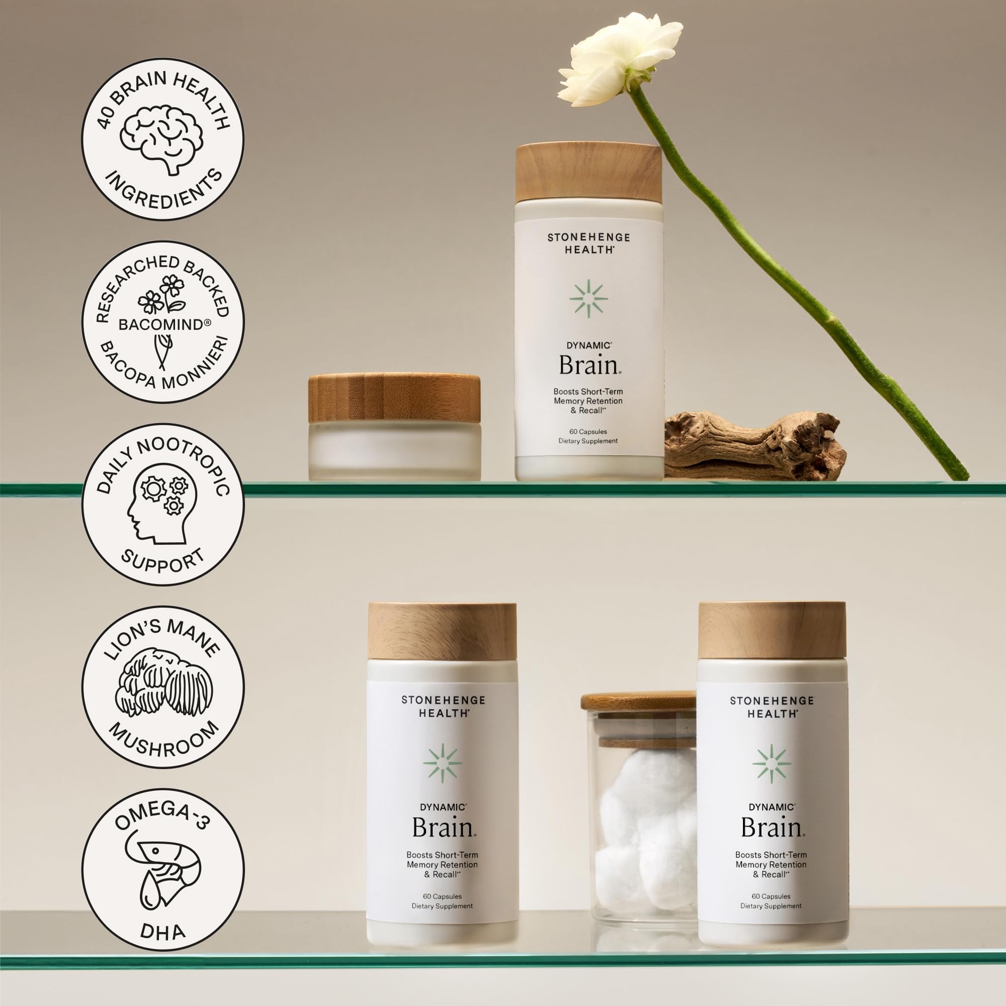 Stonehenge Health etiqueta con datos nutricionales y sin aditivos artificiales