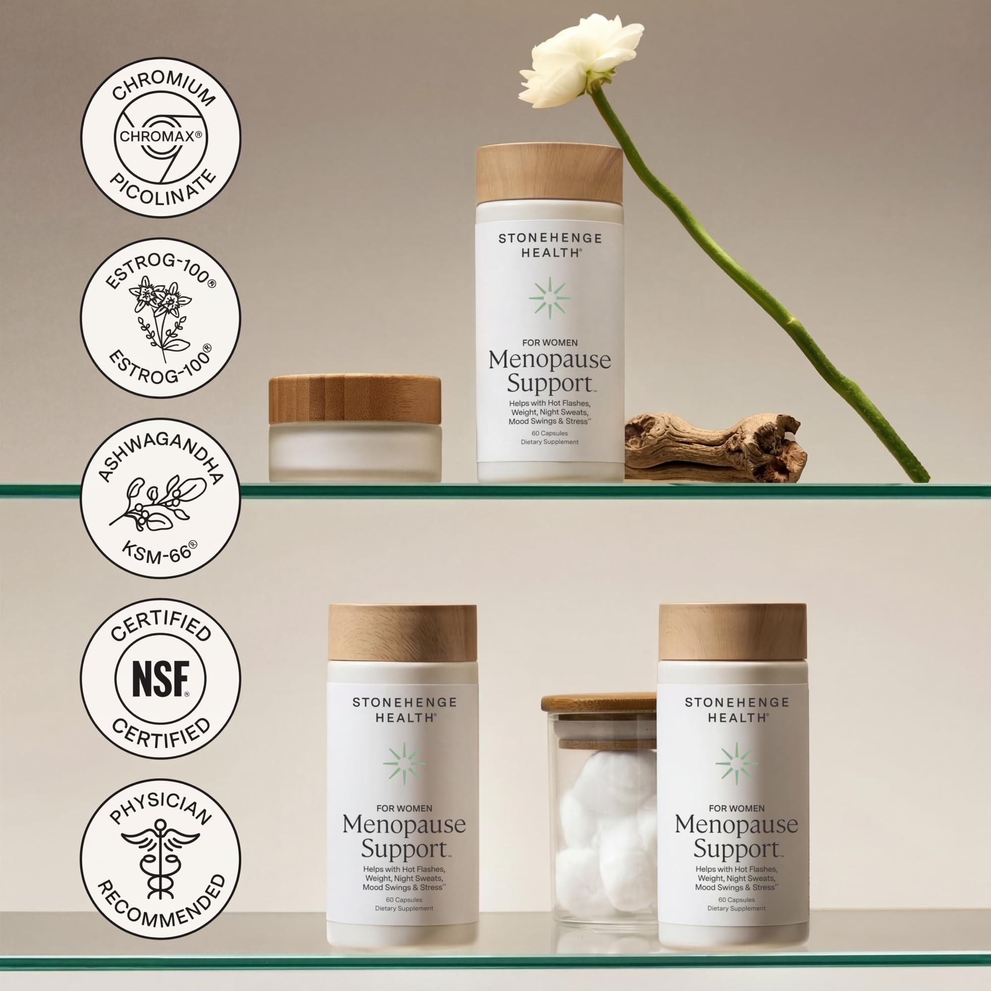 Stonehenge Health producto en escena relajante sugiriendo alivio del estrés