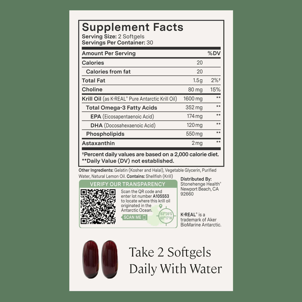 Stonehenge Health etiqueta nutricional destacando dosificación y pureza