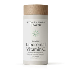 Stonehenge Health frasco frontal mostrando etiquetas y beneficios clave