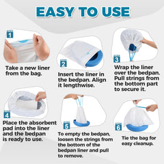 Storage Standard funda colocada en bedpan demostrando uso seguro