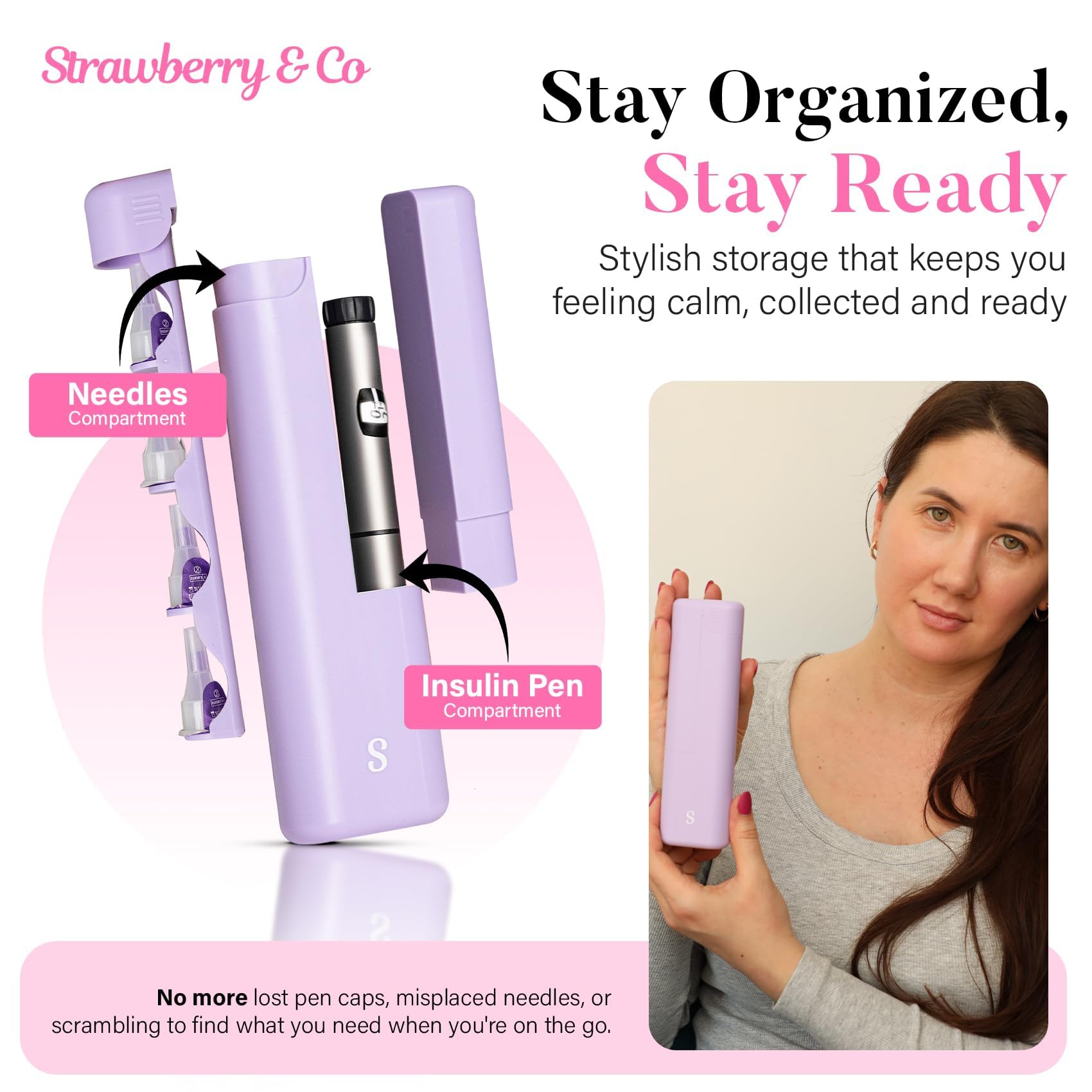 STRAWBERRY & CO dispensador integrado para agujas, seguridad higiénica