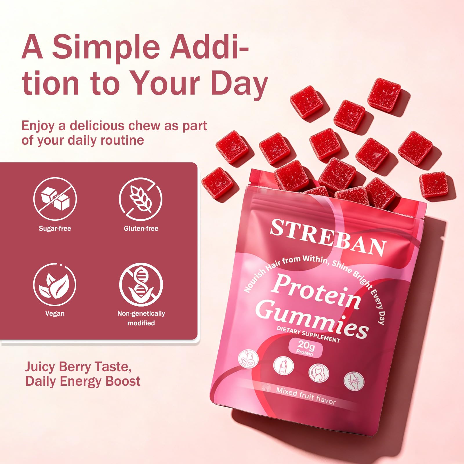 STREBAN gomita en mano lista para consumo práctico y rápido